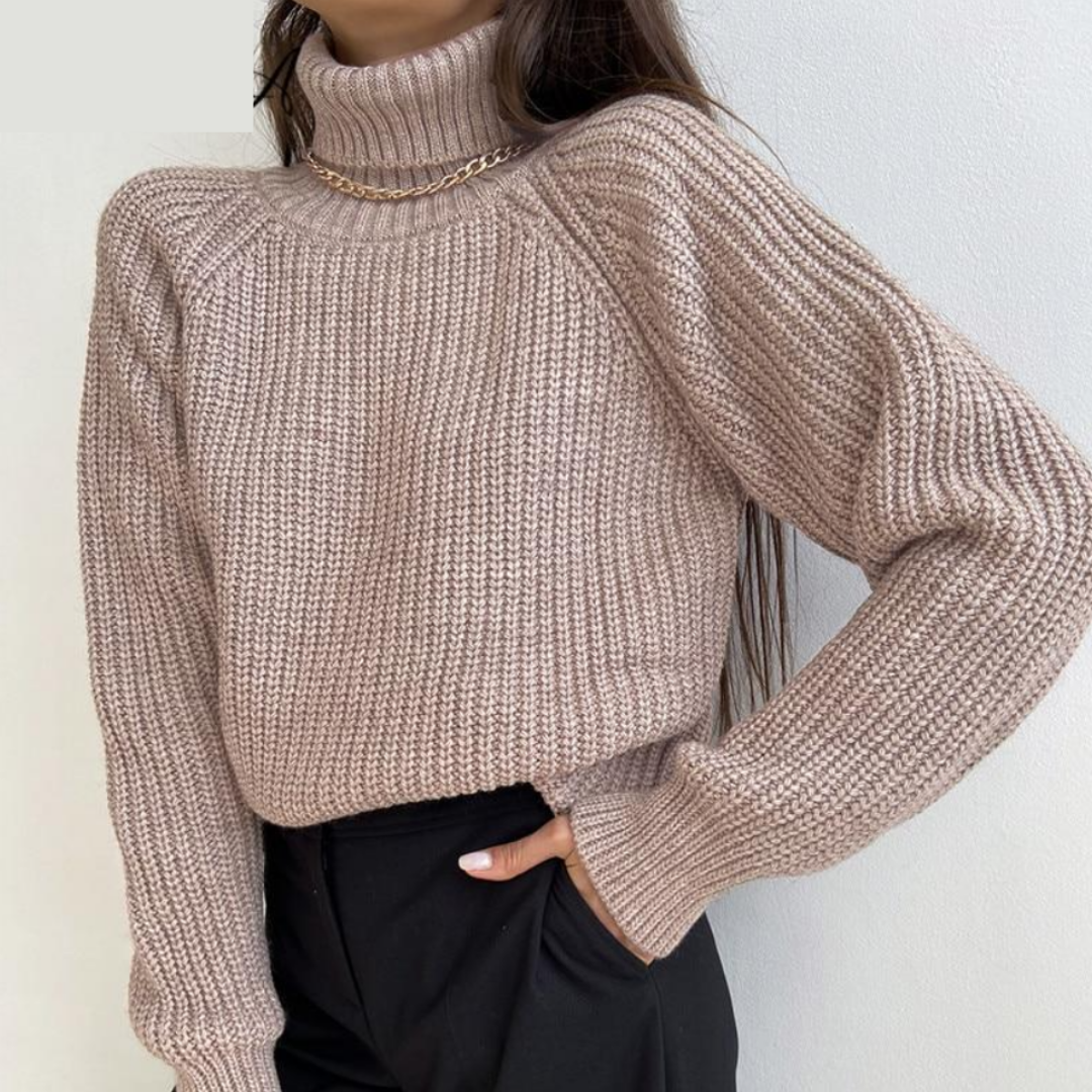 Fiona col roulé - Un pull chaud en tricot fin