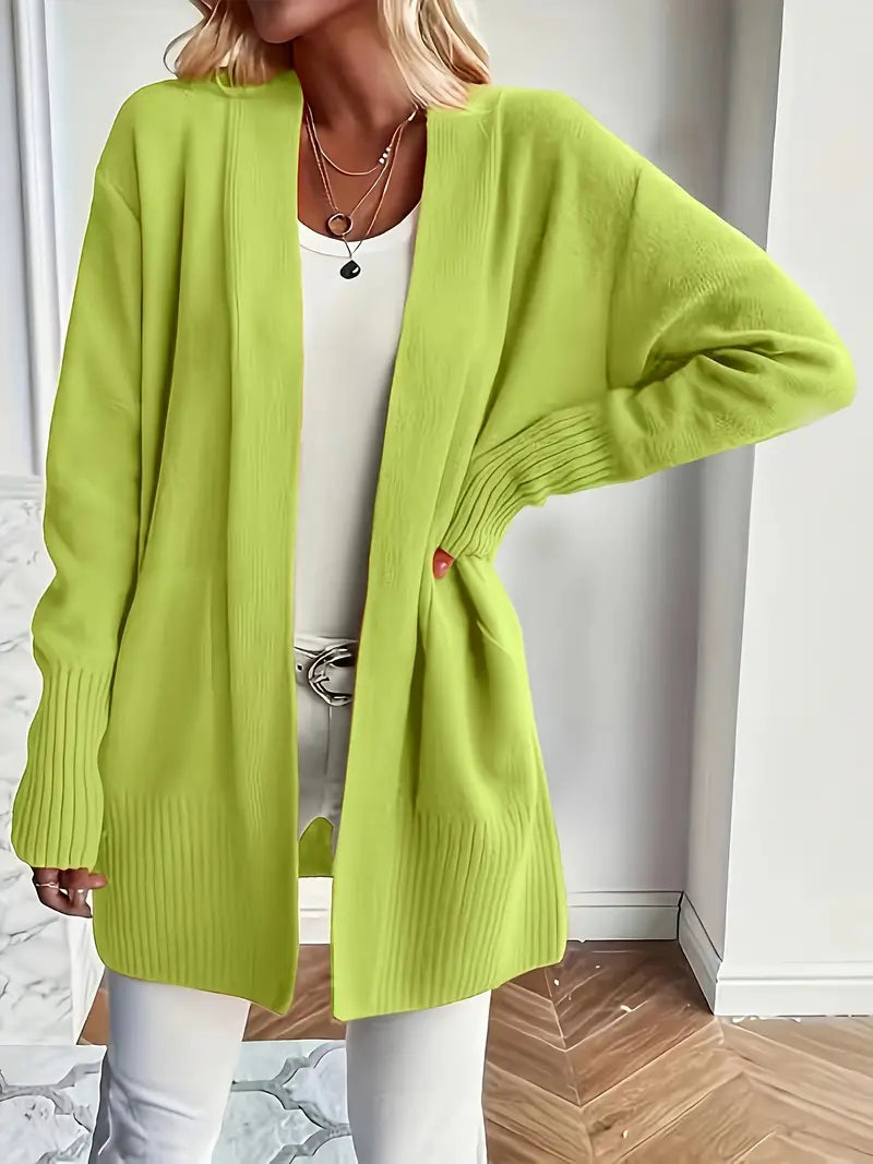 Charlotte - Cardigan uni en tricot avec devant ouvert