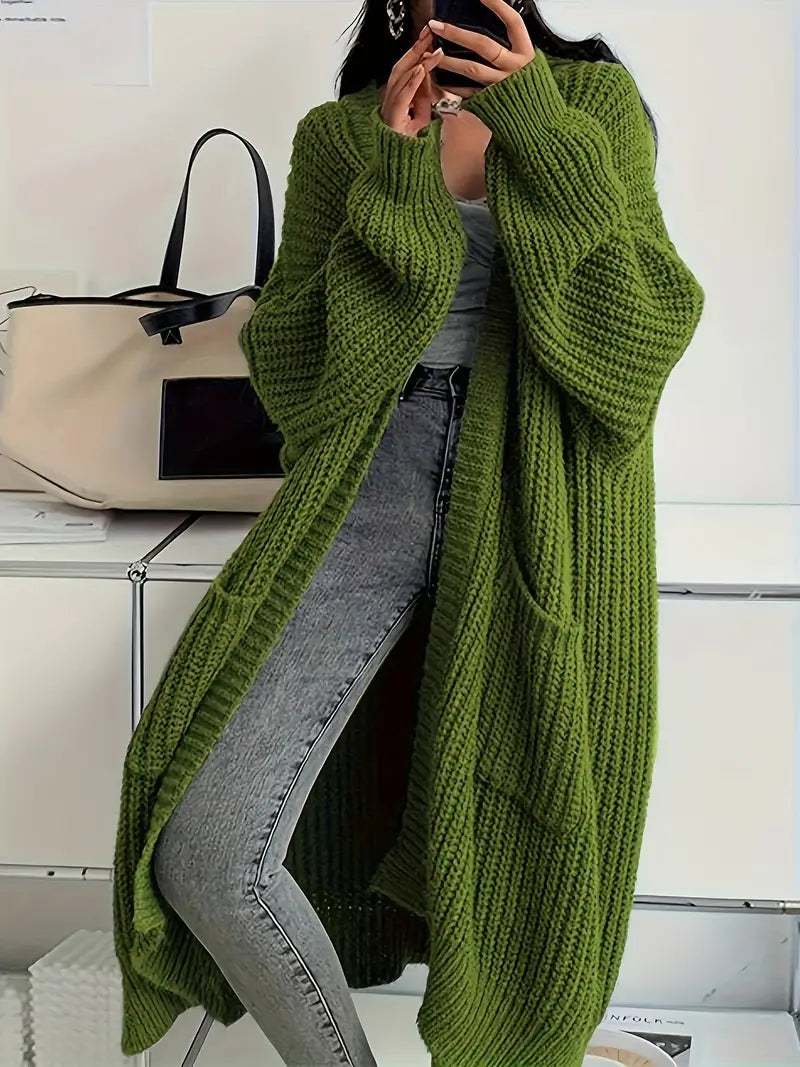 Angela - Cardigan uni en tricot avec devant ouvert