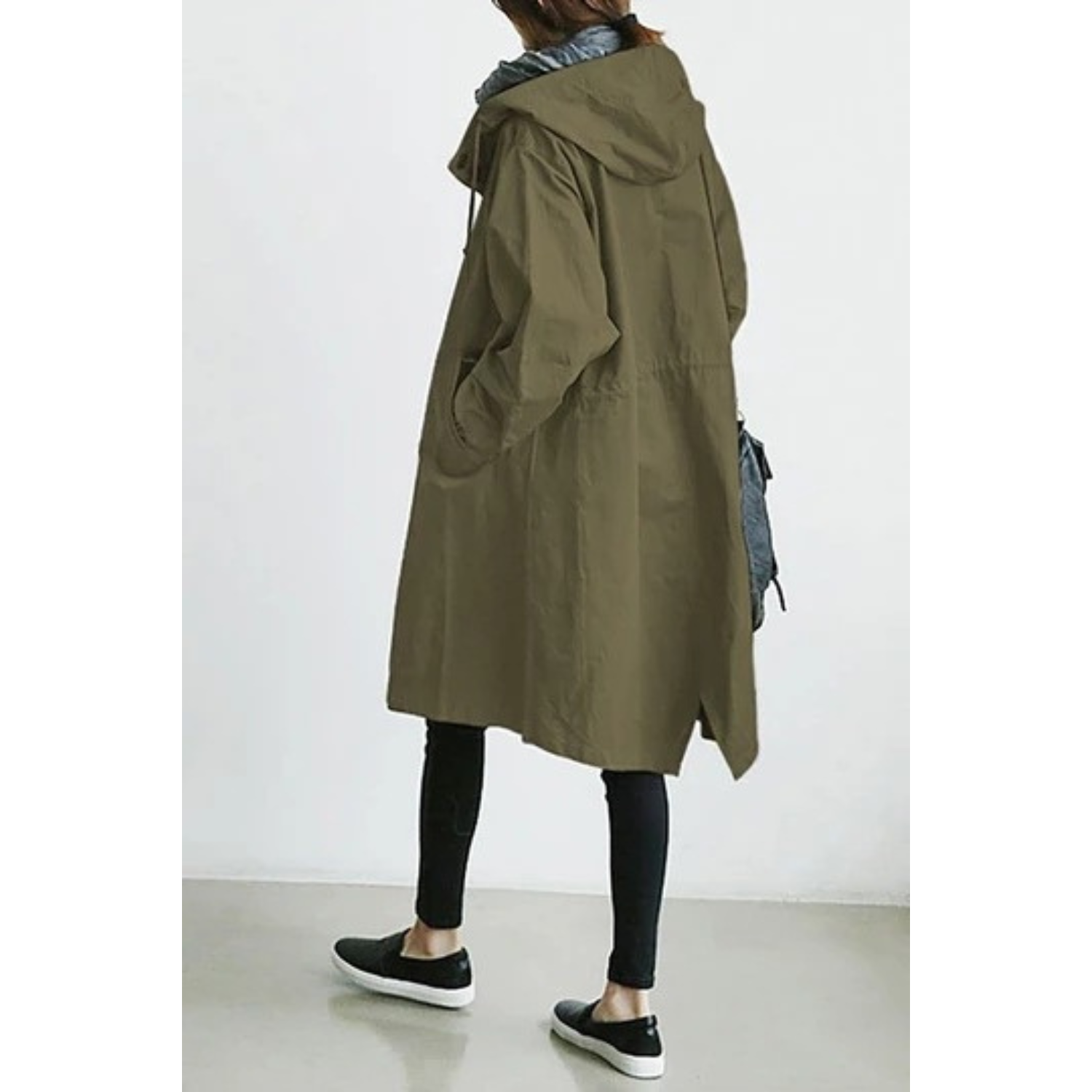 Trench-coat long pour femmes avec capuche