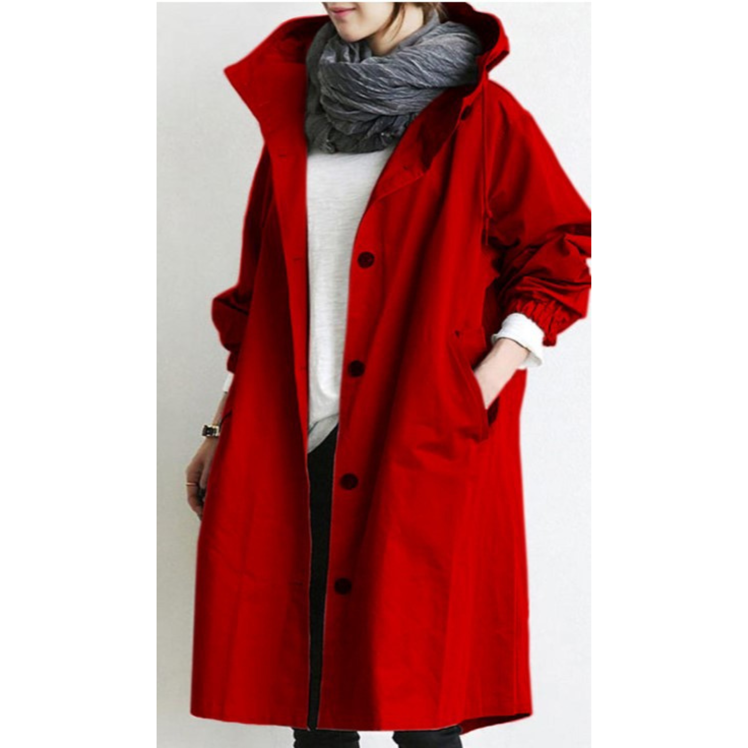 Trench-coat long pour femmes avec capuche